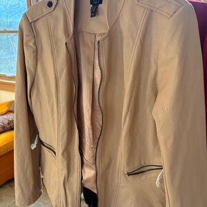 GILI Vegan Soft Vegan Leather Jacket Peplum Ivory Cream Women's Size 10 NWOT